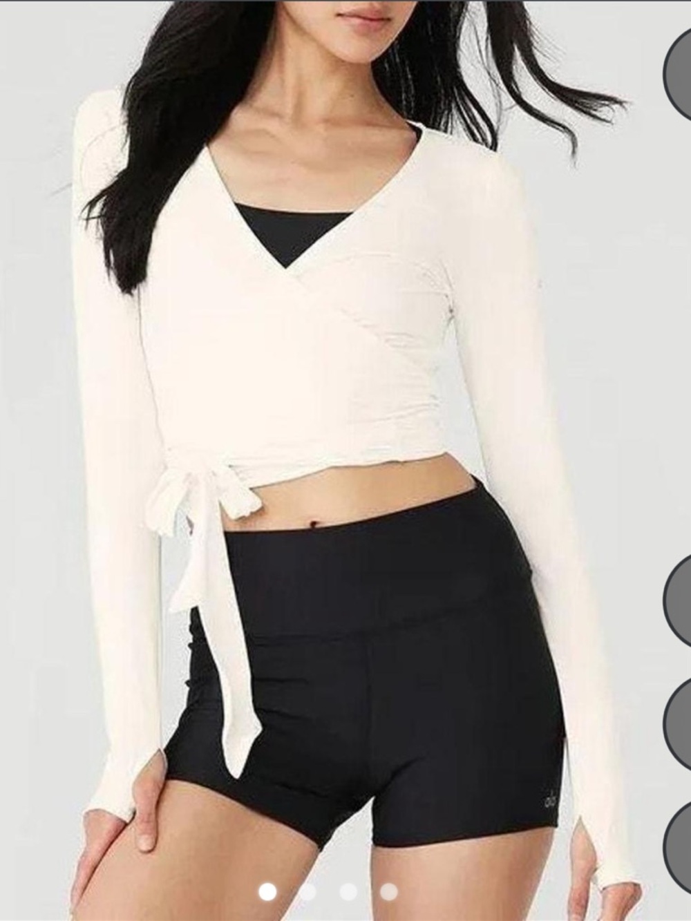 Alo Yoga Ivory Cropped Wrap Top